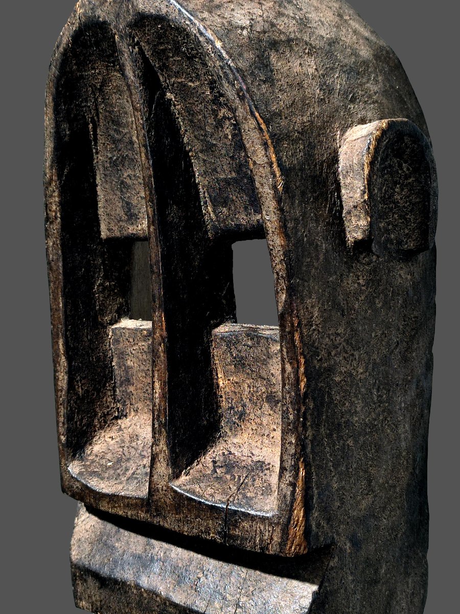 Cubist Dogon Black Monkey Mask From The Bandiagara Escarpment-photo-3
