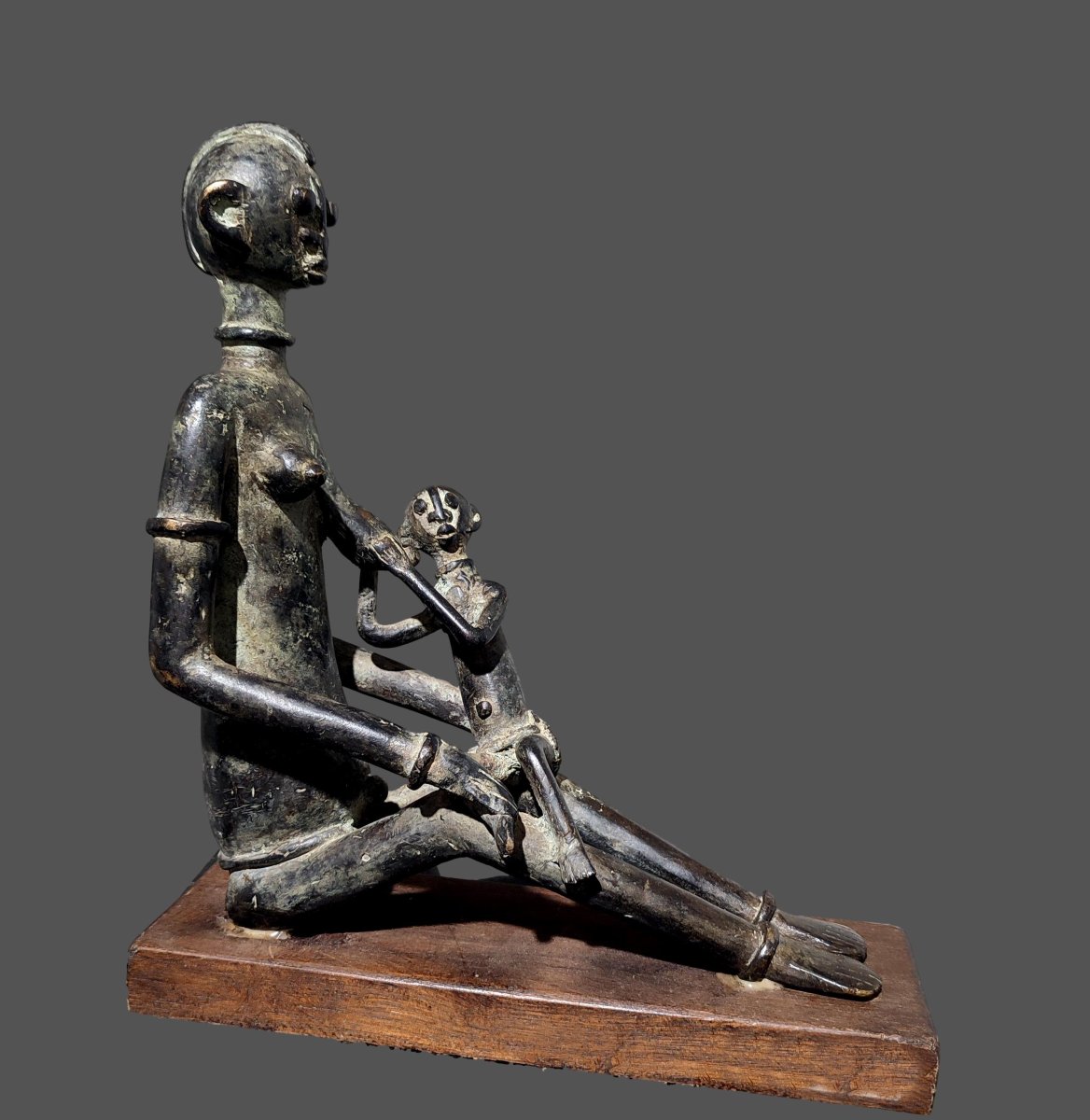 Dogon Bronze Seated Pregnant Woman, Mali -photo-2