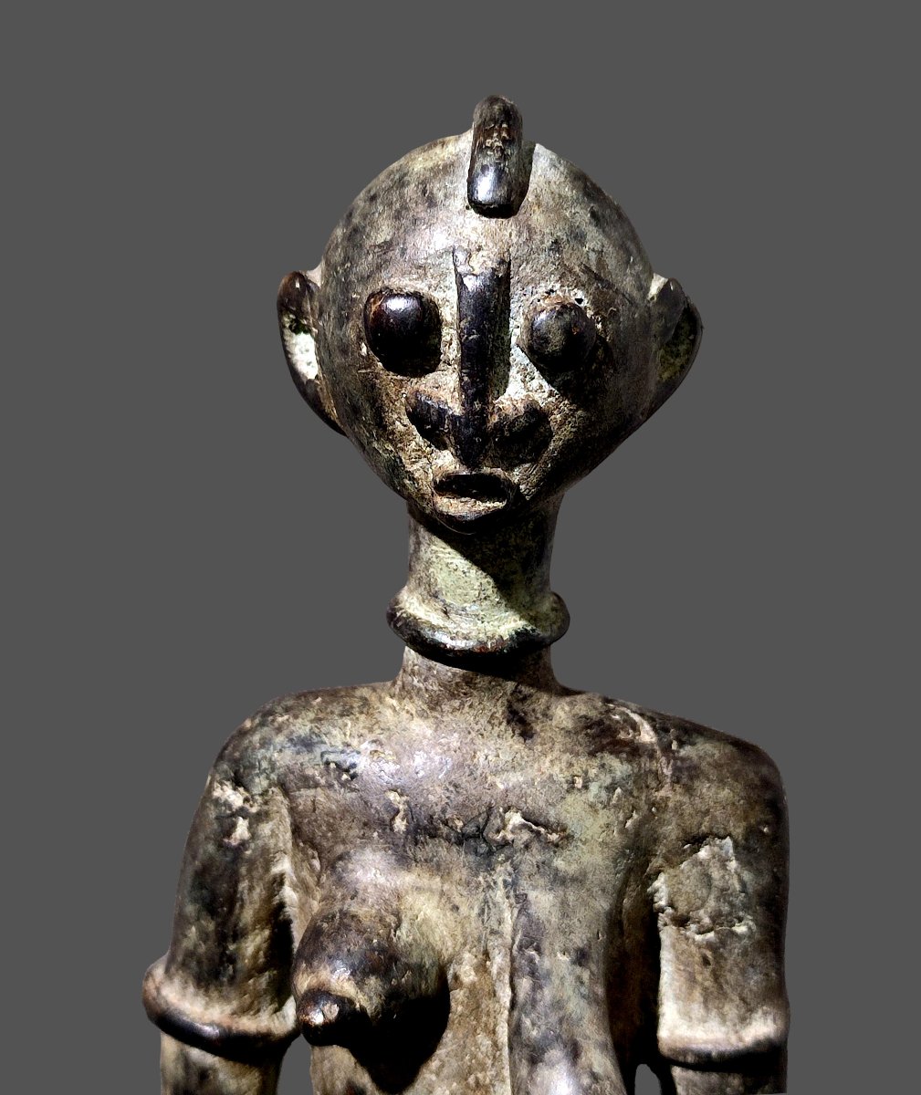 Dogon Bronze Seated Pregnant Woman, Mali -photo-2