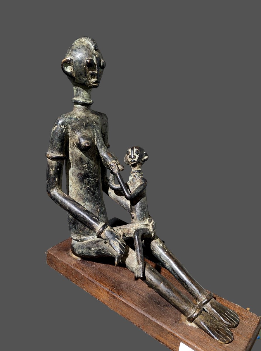 Dogon Bronze Seated Pregnant Woman, Mali 