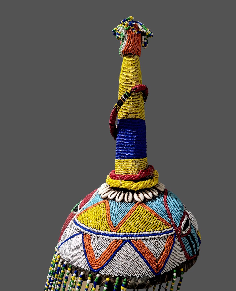 Ade Royal Beaded Crown Headpiece For Ceremonies, Yoruba, Nigeria-photo-4