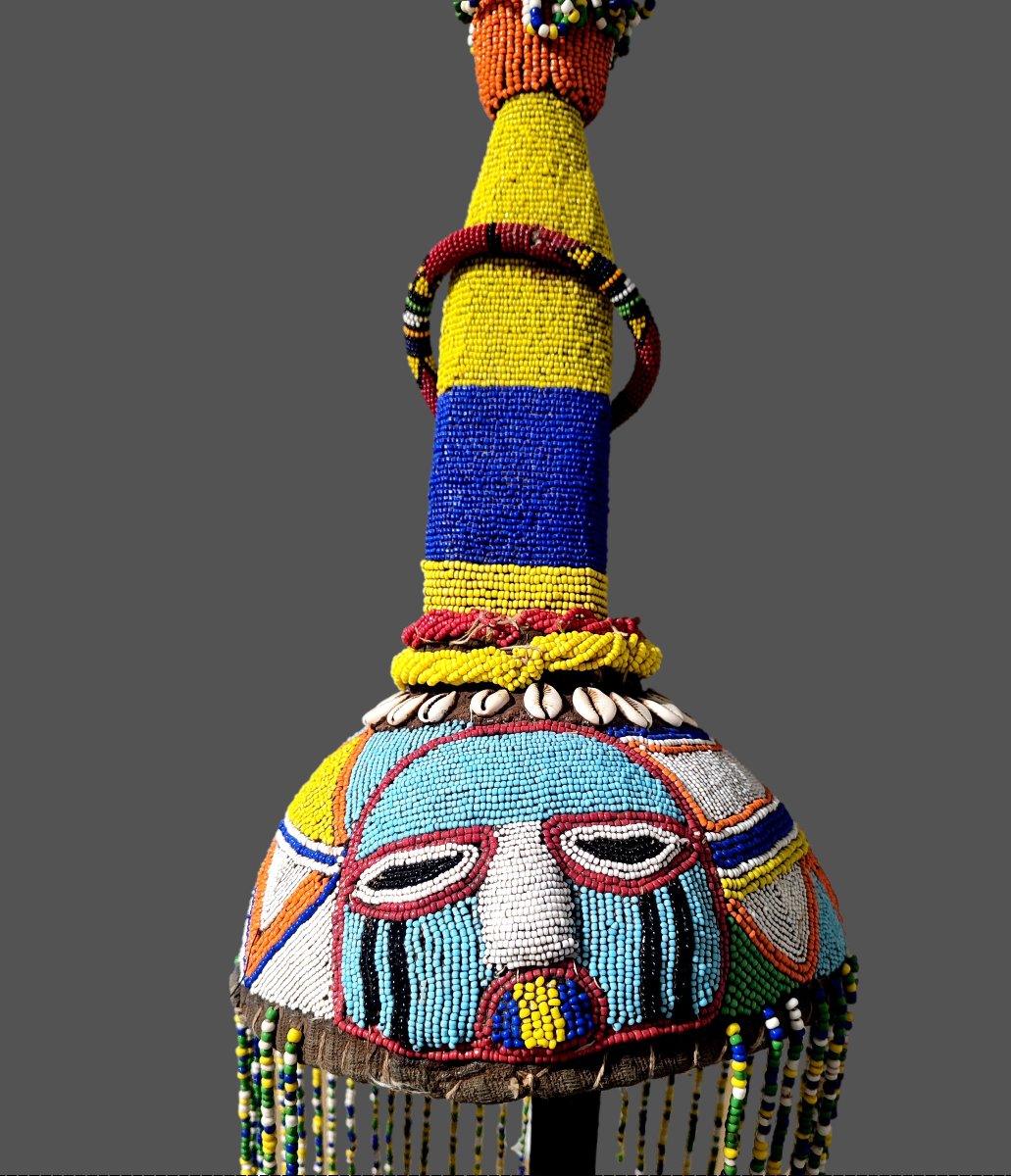 Ade Royal Beaded Crown Headpiece For Ceremonies, Yoruba, Nigeria-photo-1