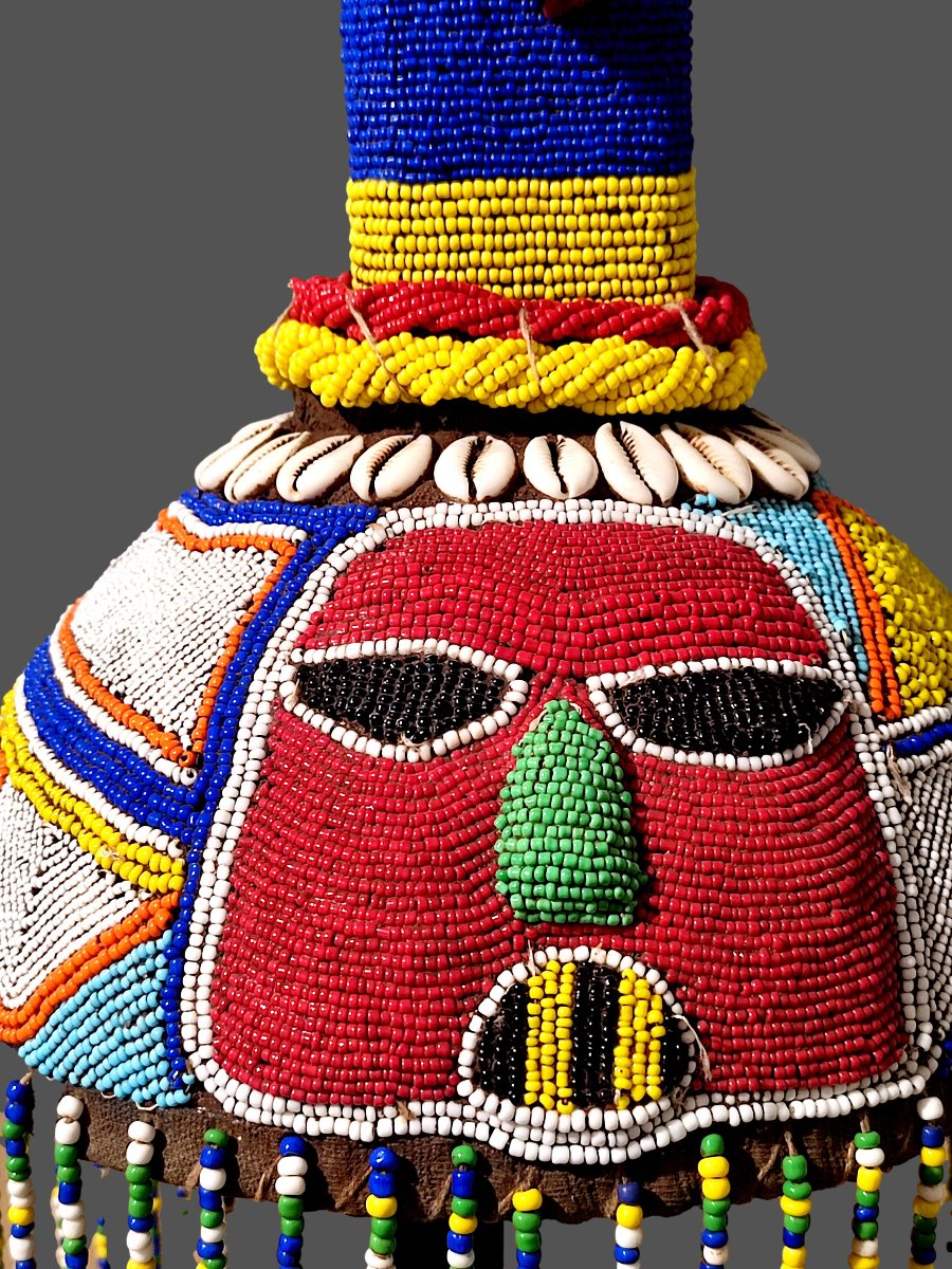 Ade Royal Beaded Crown Headpiece For Ceremonies, Yoruba, Nigeria-photo-4