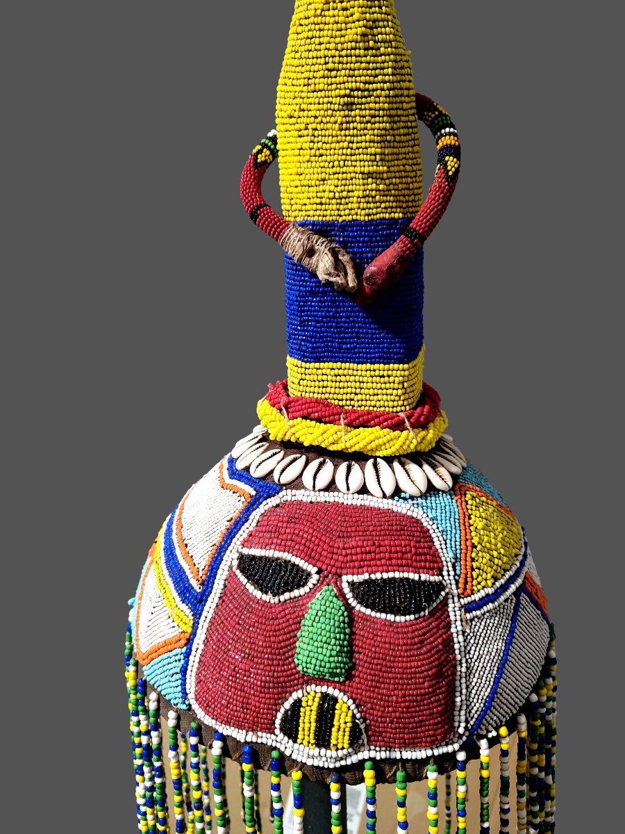 Ade Royal Beaded Crown Headpiece For Ceremonies, Yoruba, Nigeria