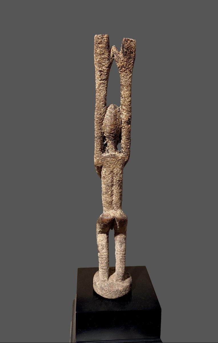 Dogon Altar Statue From Mali, 4 Arms, Sacrificial Patina-photo-3
