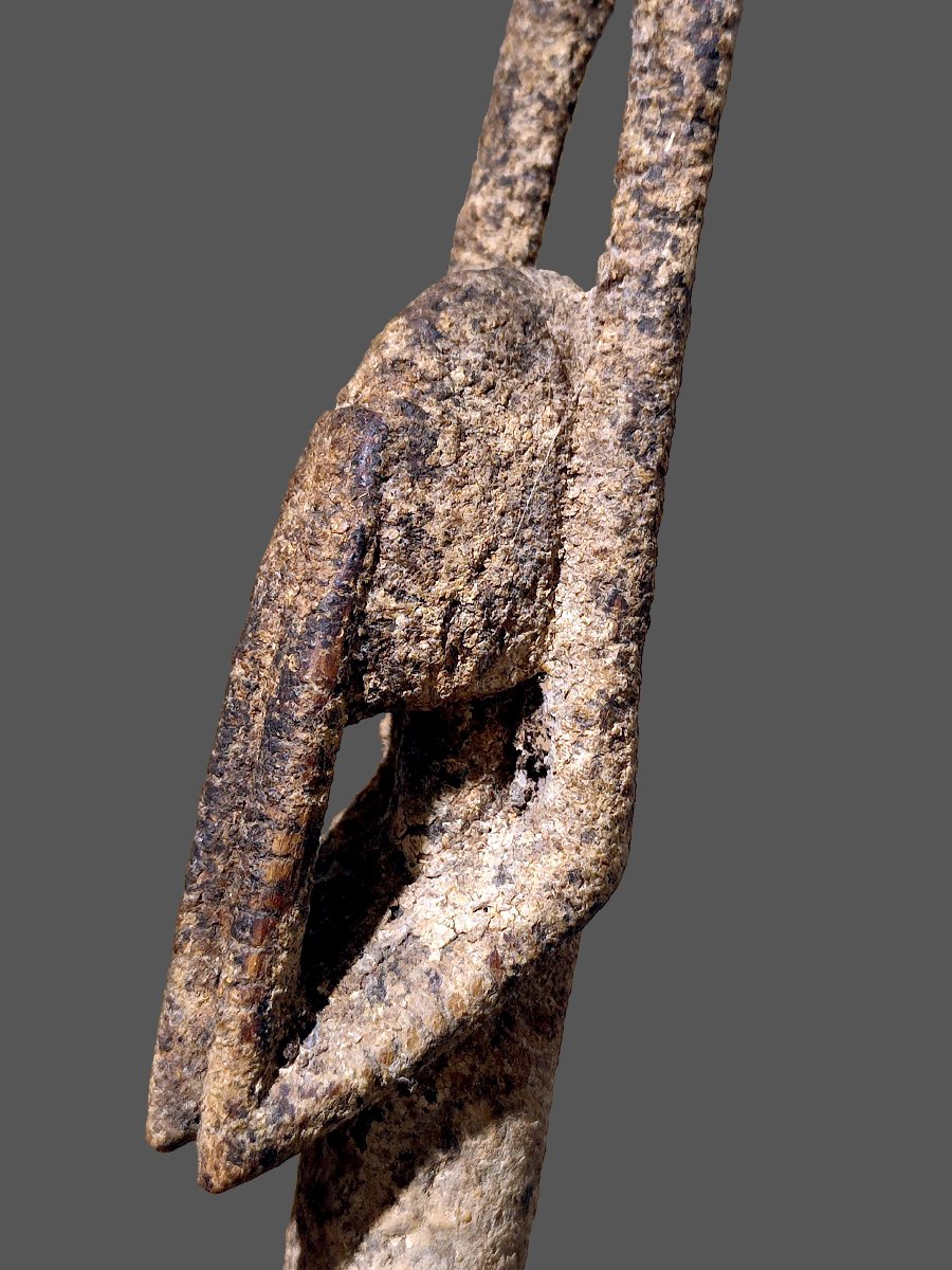 Dogon Altar Statue From Mali, 4 Arms, Sacrificial Patina-photo-1