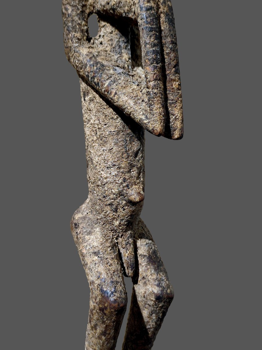 Dogon Altar Statue From Mali, 4 Arms, Sacrificial Patina-photo-3