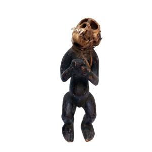 Astonishing Baoulé Monkey With Crane, Statue, Fetish, Curiosities