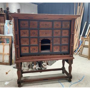 Flemish Cabinet With Several Light Oak Drawers And Ebony Inlay, Furniture Collection.