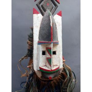 Large Kanaga Dogon Mask From Mali With Its Polychrome Headdress