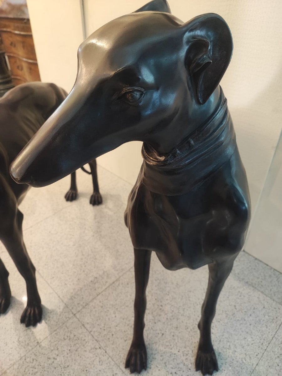 Paire de lévriers bronze-photo-2