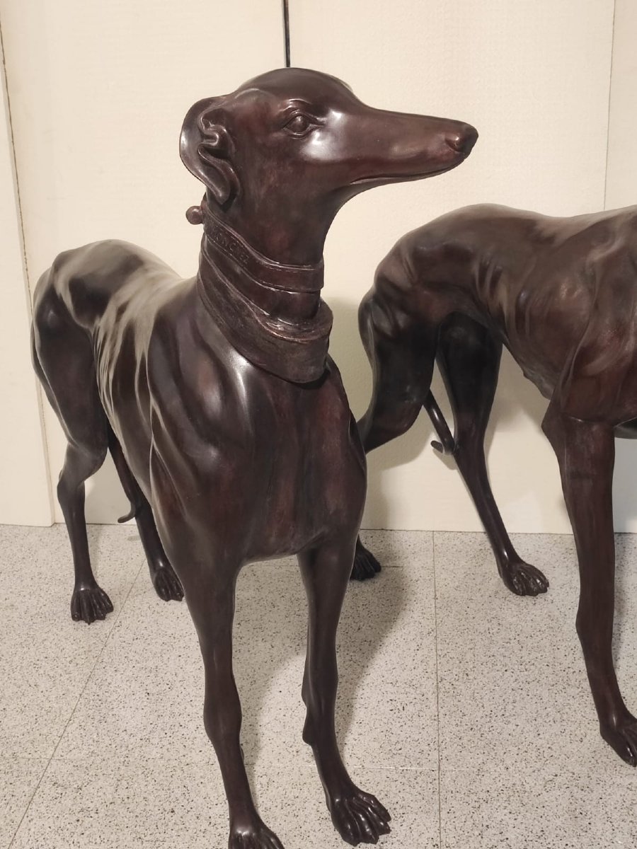 Paire de lévriers bronze-photo-3