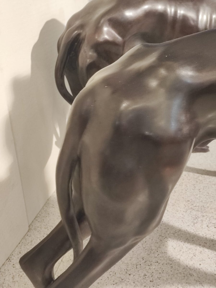 Paire de lévriers bronze-photo-5