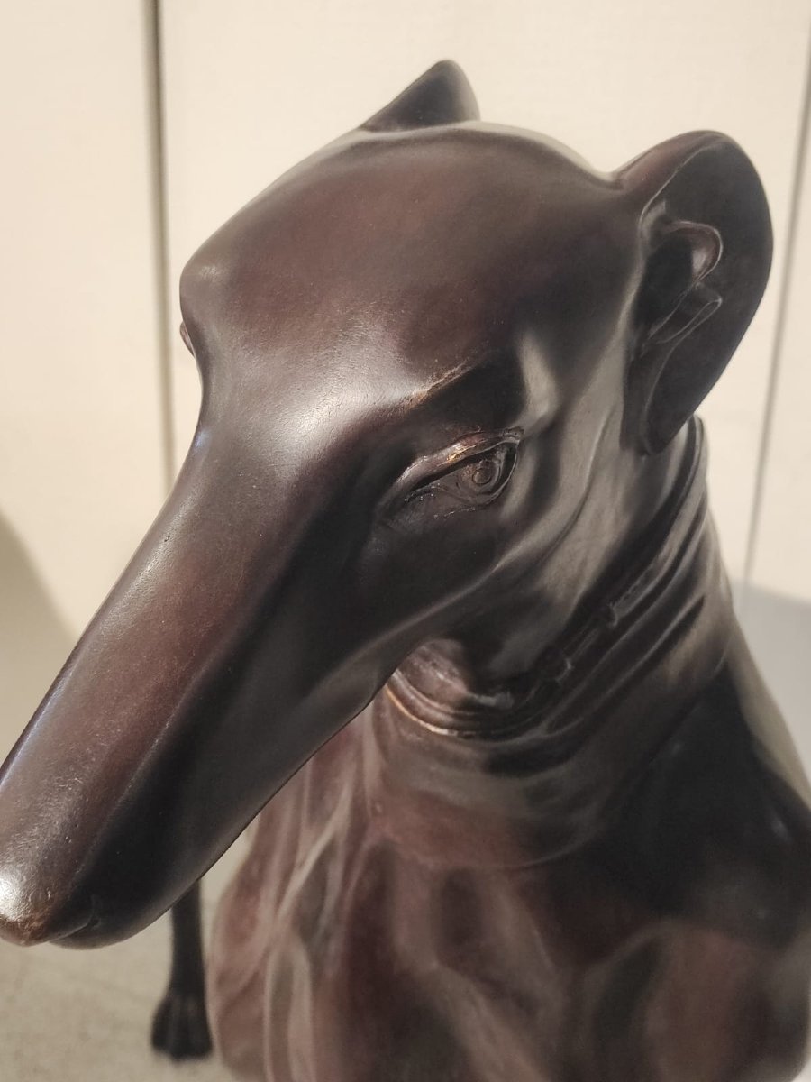 Paire de lévriers bronze-photo-6