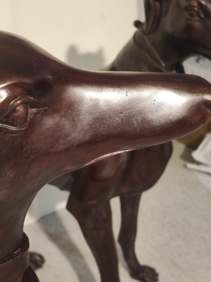 Paire de lévriers bronze-photo-8