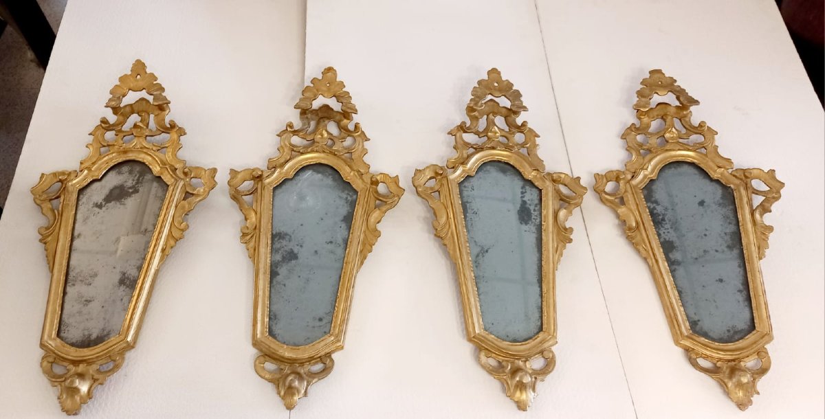 Lot Of Four Gilded Wooden Wall Mirrors-photo-2