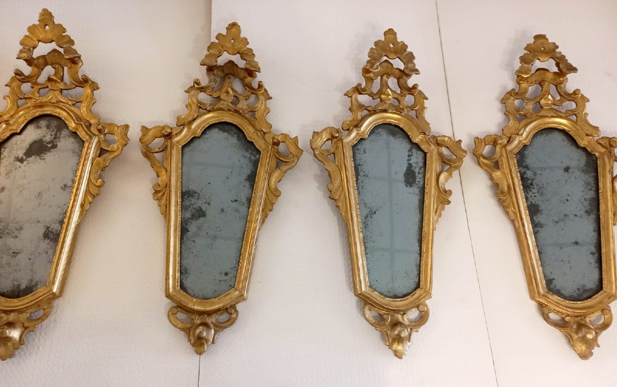 Lot Of Four Gilded Wooden Wall Mirrors-photo-3
