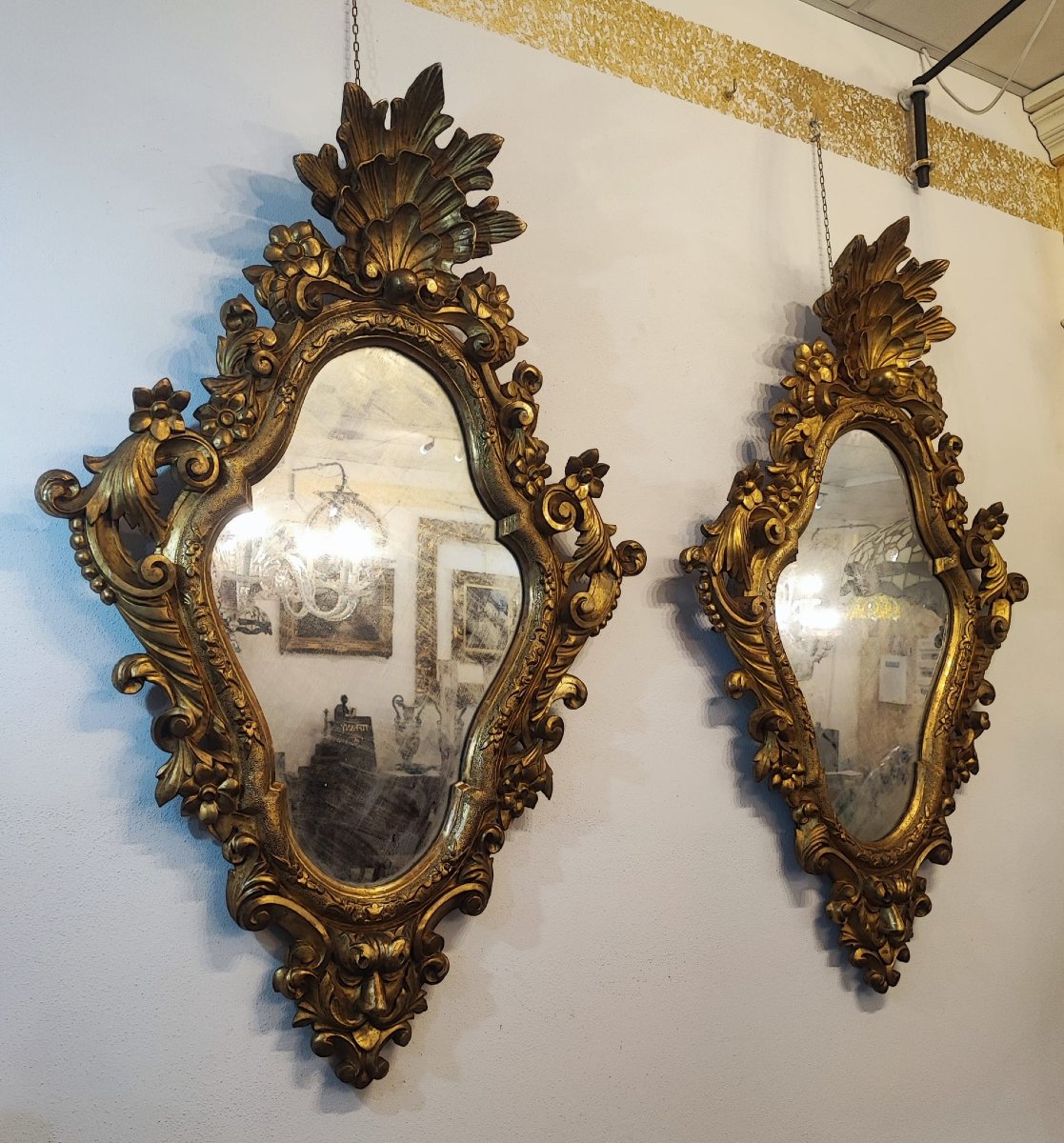 Paire de miroirs dorés-photo-5