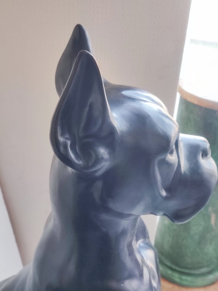 Paire de chiens en bronze patiné-photo-1