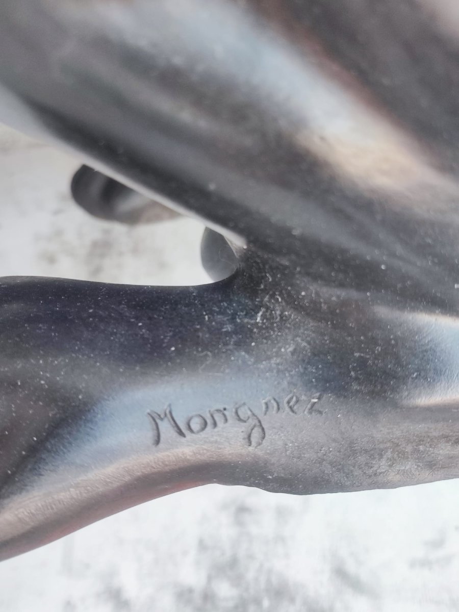 Paire de chiens en bronze patiné-photo-2