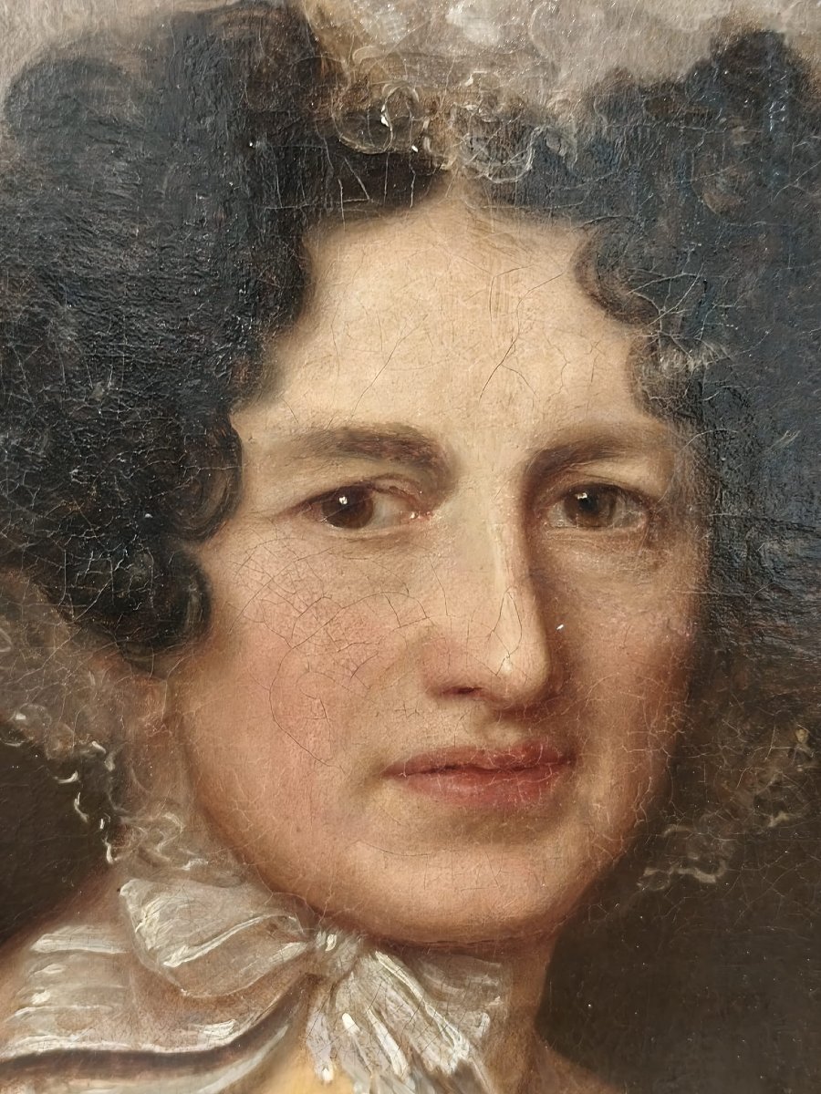 Peinture à l'huile sur toile représentant une noble dame-photo-1