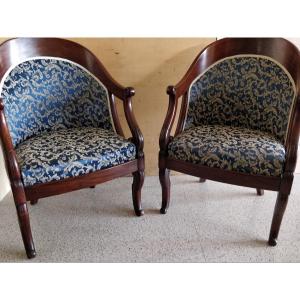  Paire de fauteuils, d'origine française, époque Napoléon III, en acajou