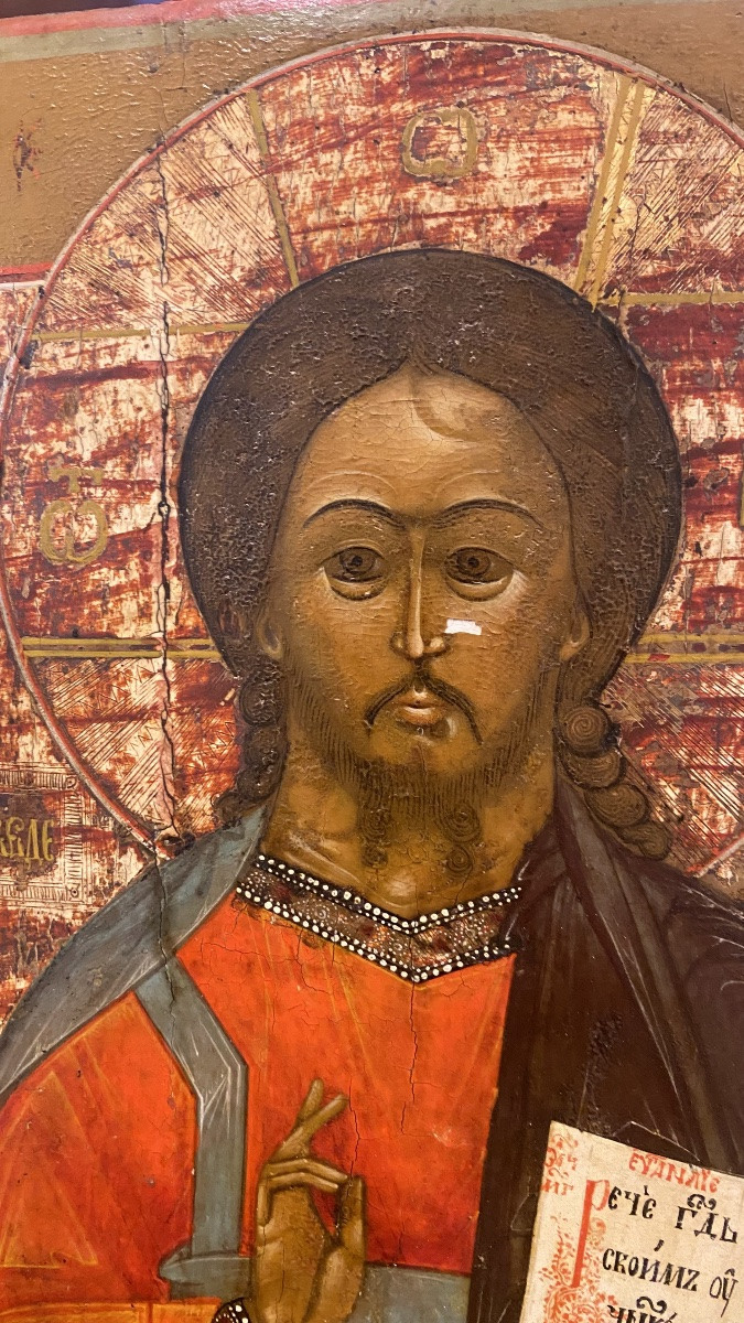 19th Century Russian Icon, Depicting "christ Pantocrator"-photo-3