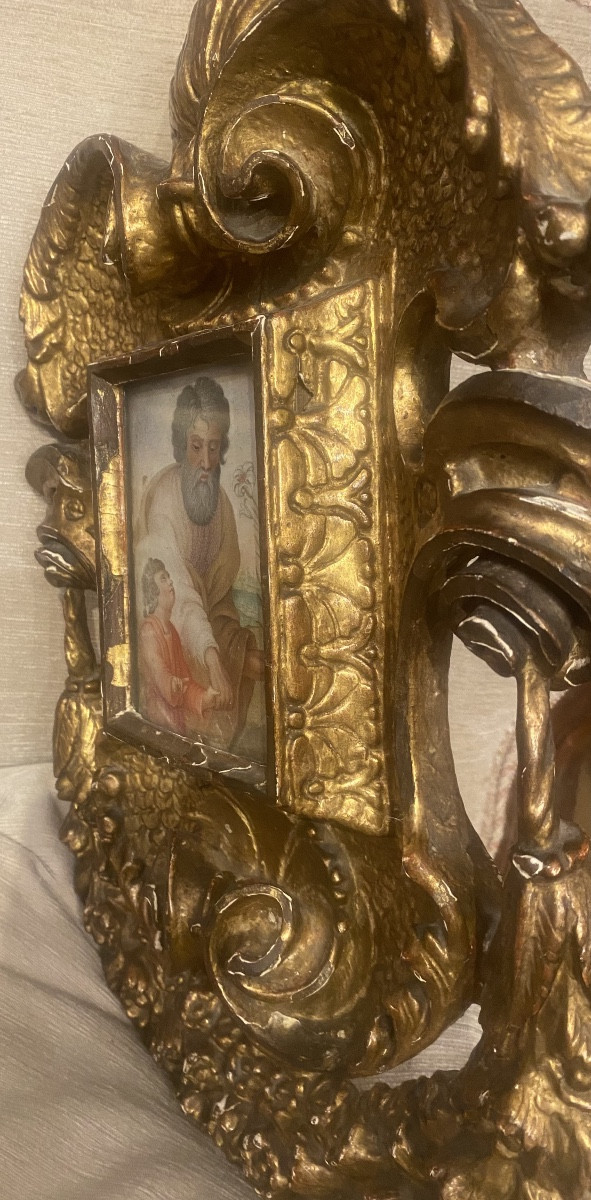 Peinture Représentant Saint Joseph Et Gesû Enfant Du XVIIe Siècle-photo-4