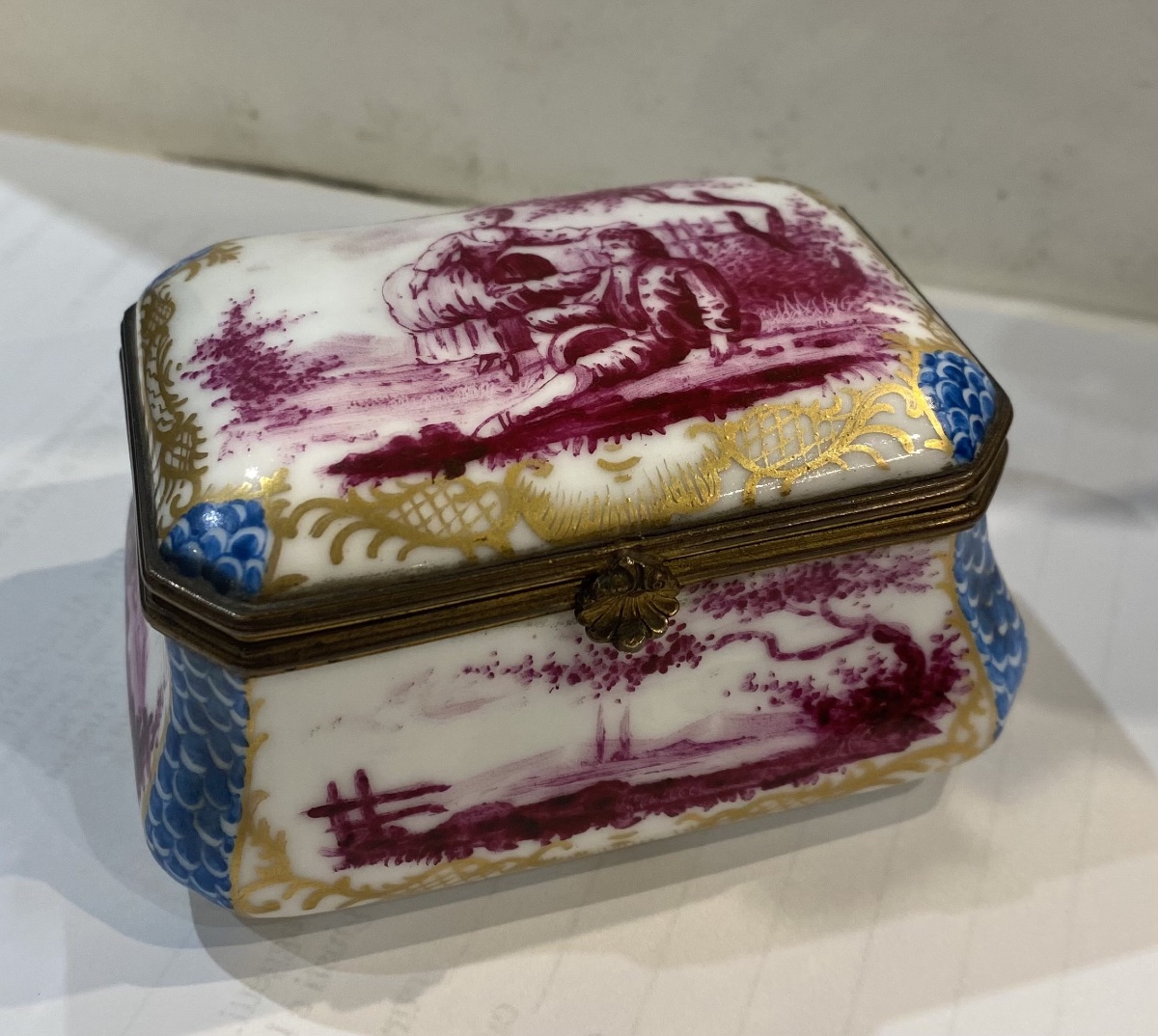 Small Painted Porcelain Box From The 19th Century