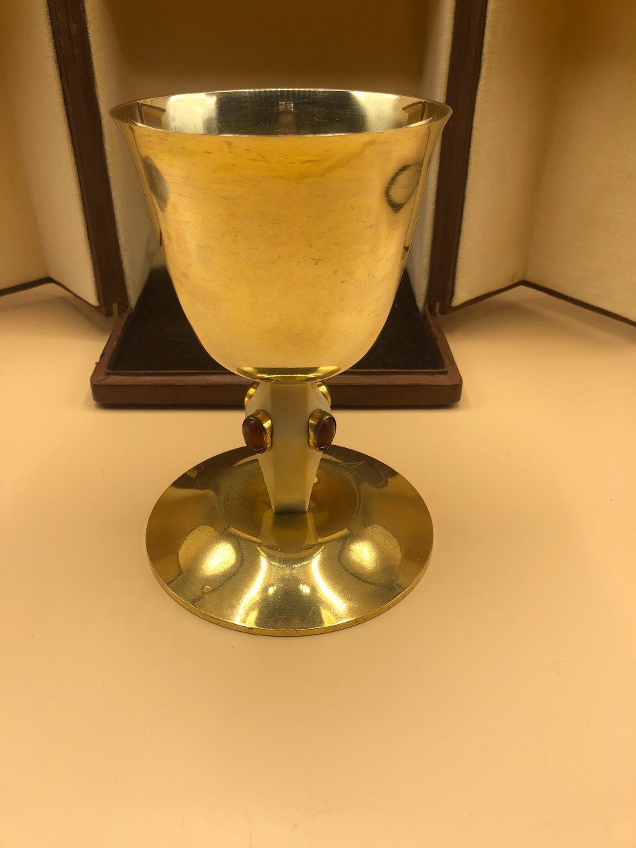 Italian Liturgical Chalice In Art Deco Style (1920-1935) With Cup And Foot In Solid Silver-photo-1