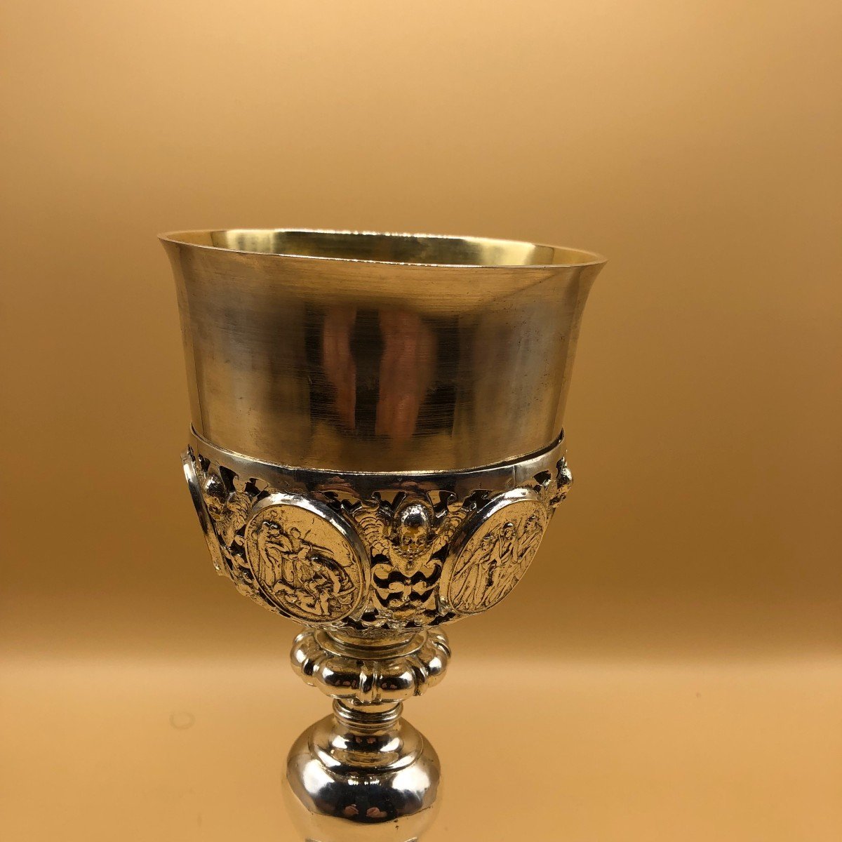 Solid Silver Florentine Goblet (hallmarked) From The Second Half Of The 18th Century.-photo-4