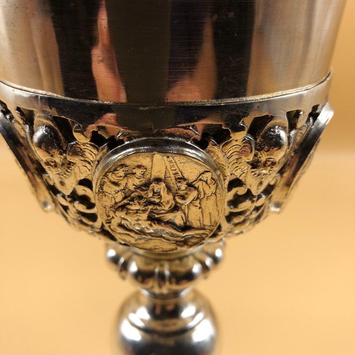 Solid Silver Florentine Goblet (hallmarked) From The Second Half Of The 18th Century.-photo-3