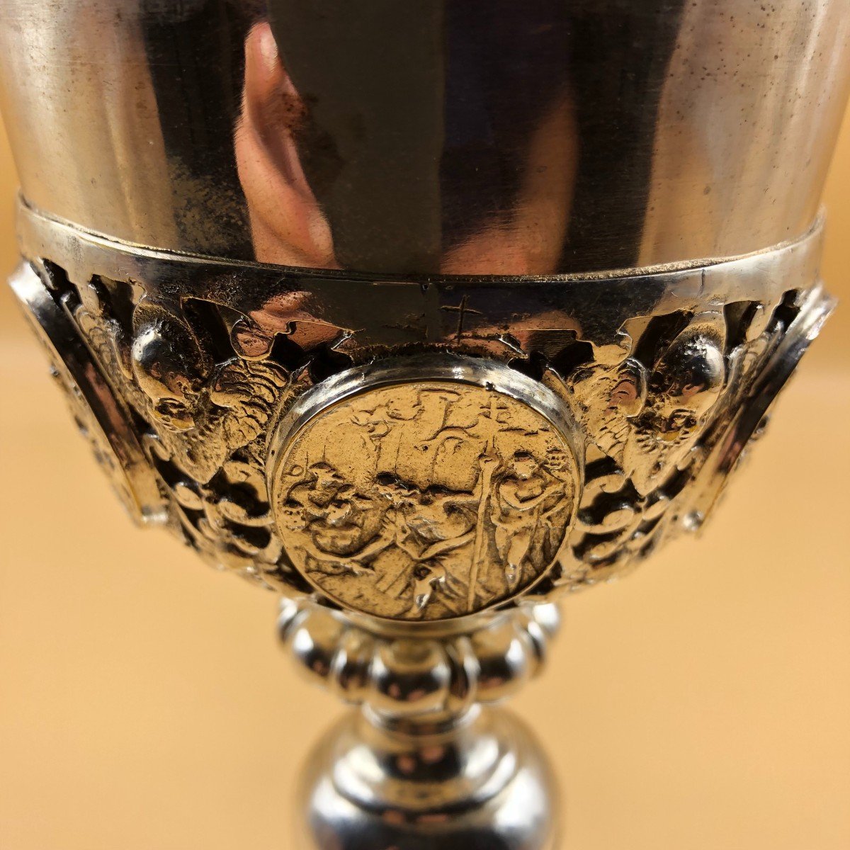 Solid Silver Florentine Goblet (hallmarked) From The Second Half Of The 18th Century.-photo-4