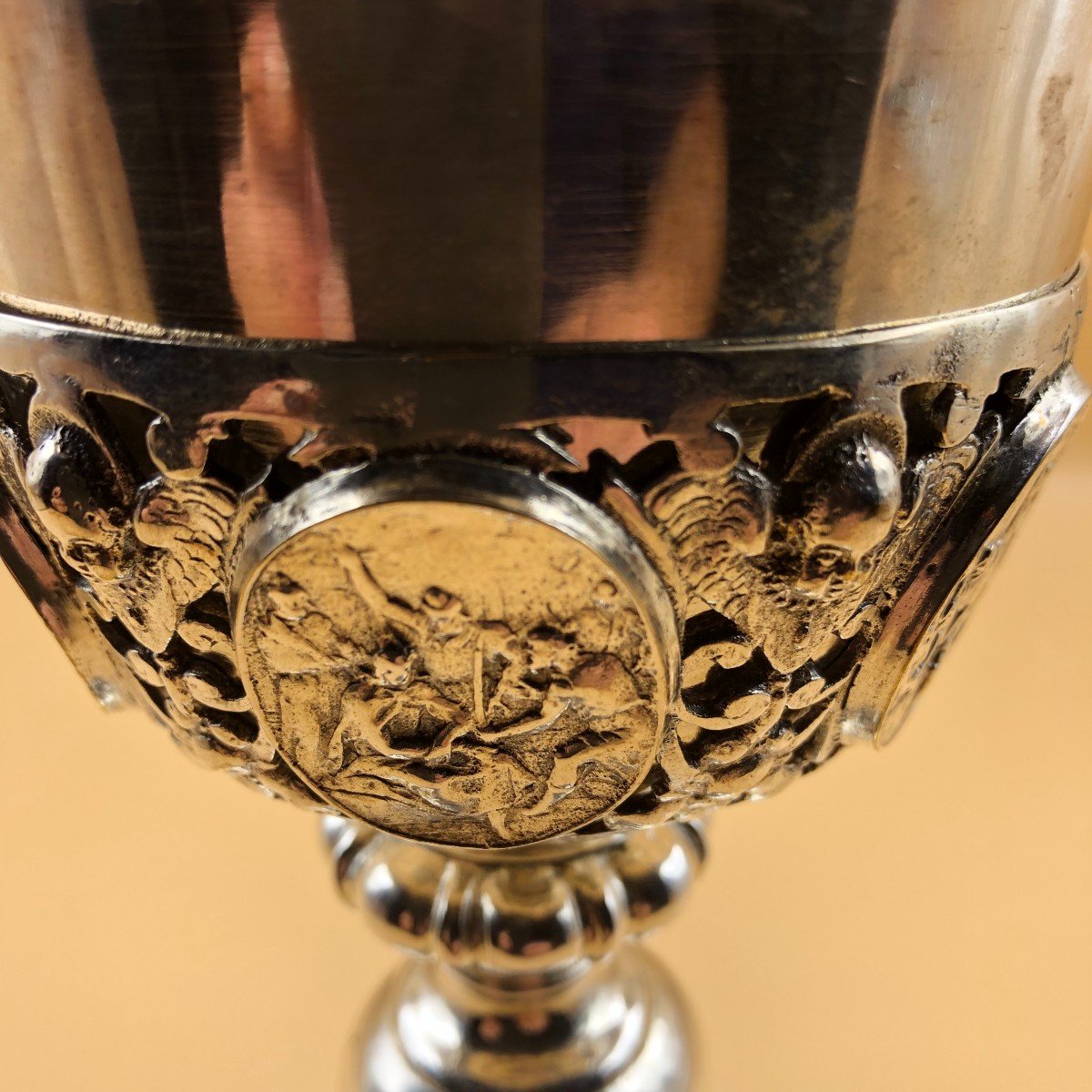 Solid Silver Florentine Goblet (hallmarked) From The Second Half Of The 18th Century.-photo-5