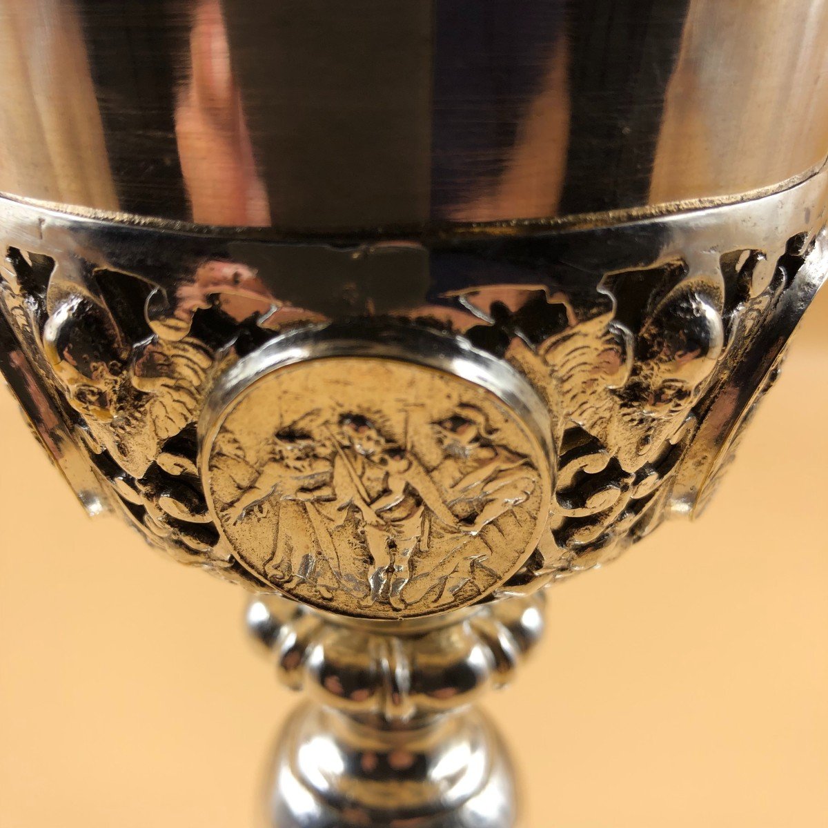 Solid Silver Florentine Goblet (hallmarked) From The Second Half Of The 18th Century.-photo-6