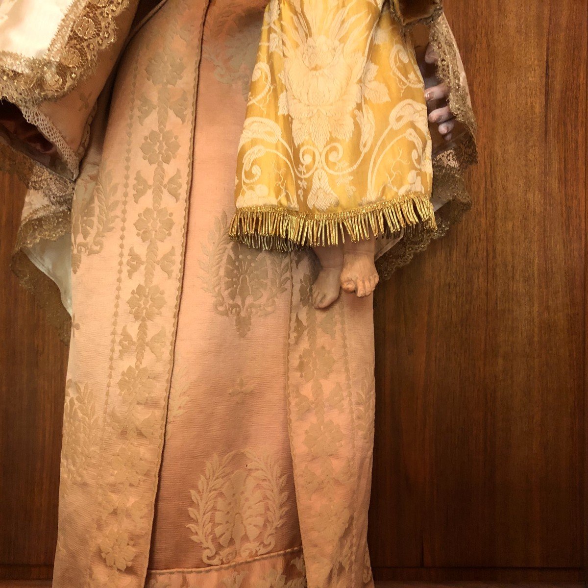 Statue-mannequin "habillé" En Carton Romain De Marie Et ​​enfant Jésus XVIIIème Siècle -photo-4