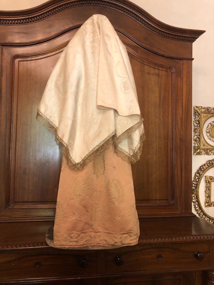 Statue-mannequin "habillé" En Carton Romain De Marie Et ​​enfant Jésus XVIIIème Siècle -photo-5