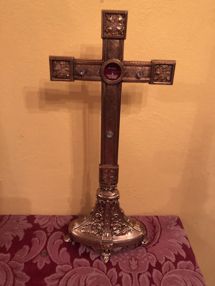 Early 20th Century Medieval Style Bronze Stauroteca