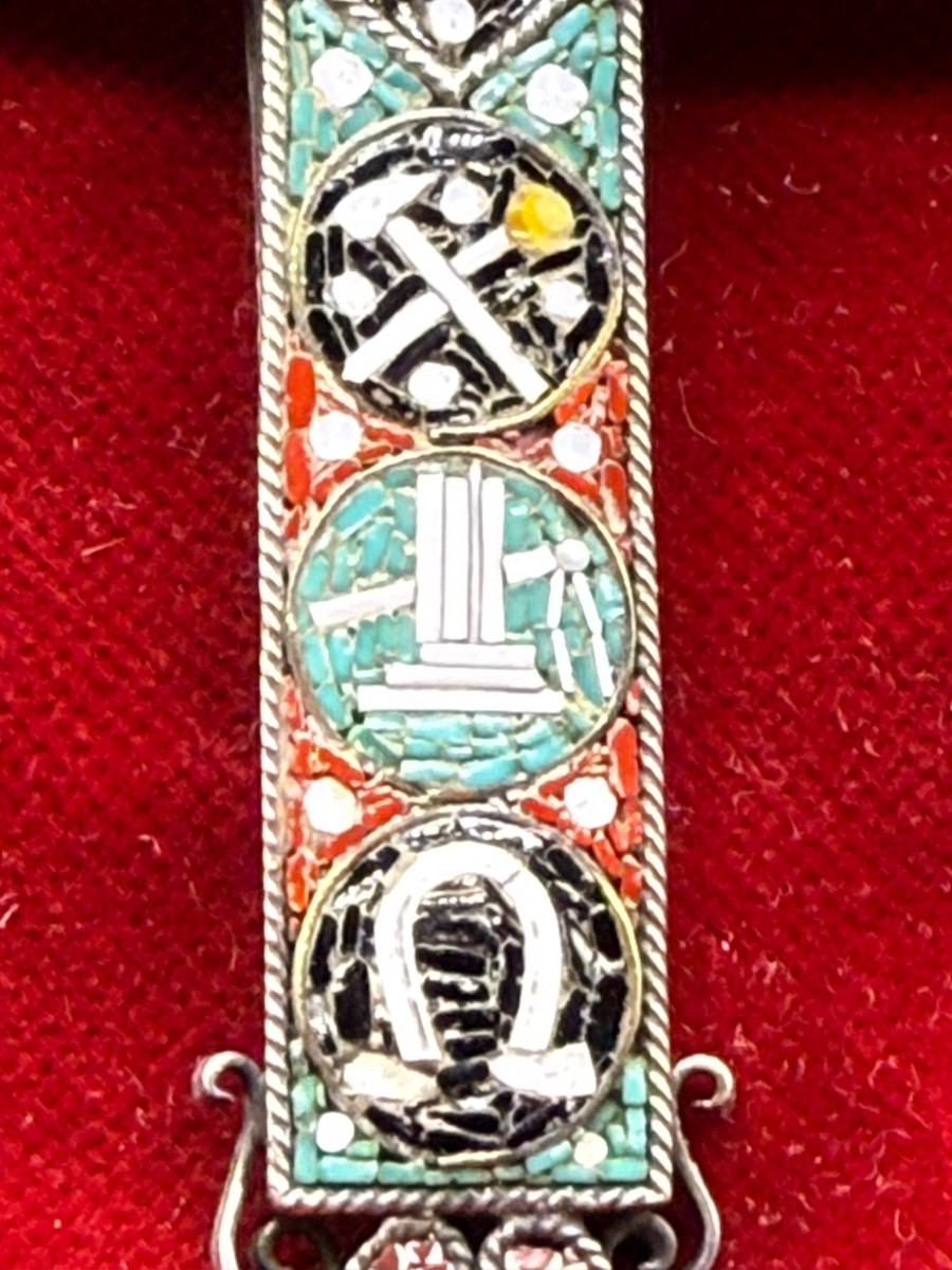 Croix reliquaire pectorale en argent avec mosaïque et relique de la Sainte Croix-photo-4
