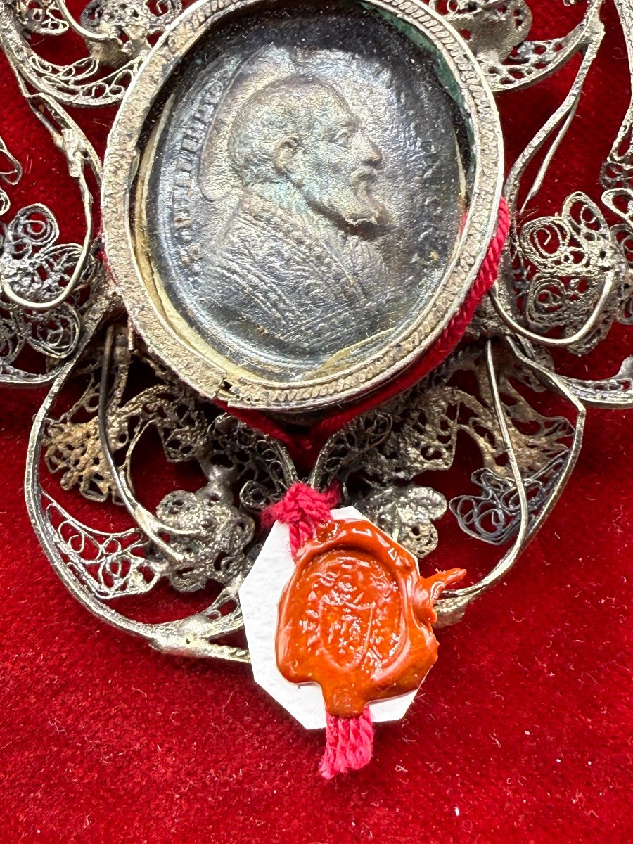 Reliquaire en filigrane d'argent de saint Philippe Néri-photo-3