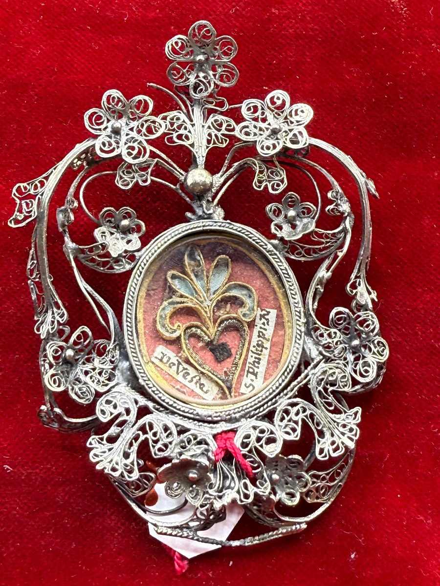 Reliquaire en filigrane d'argent de saint Philippe Néri