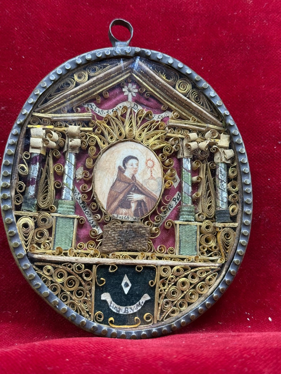 Reliquaire de Saint Pasquale Baylon avec 4 autres reliques diverses