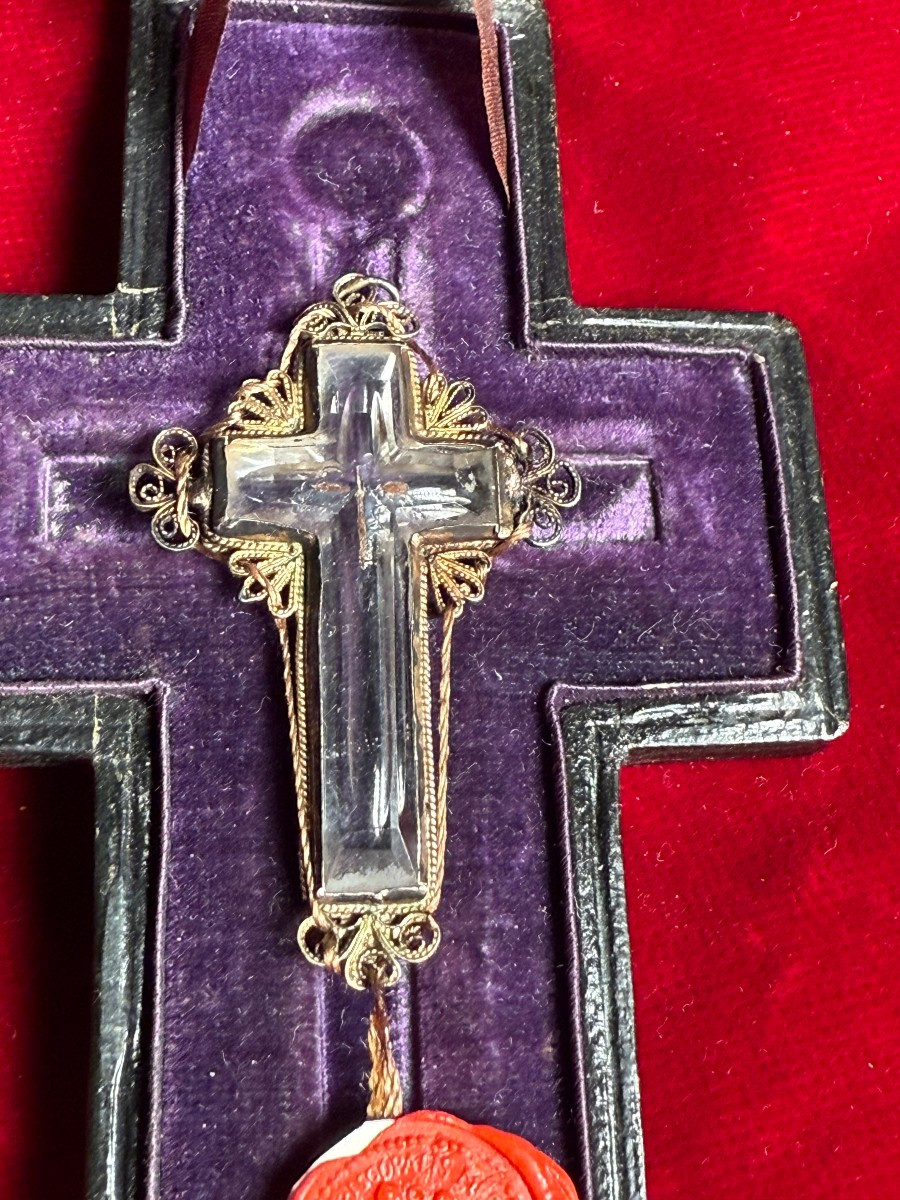 Reliquaire en filigrane d'argent dans un coffret en bois recouvert de cuir  -photo-2