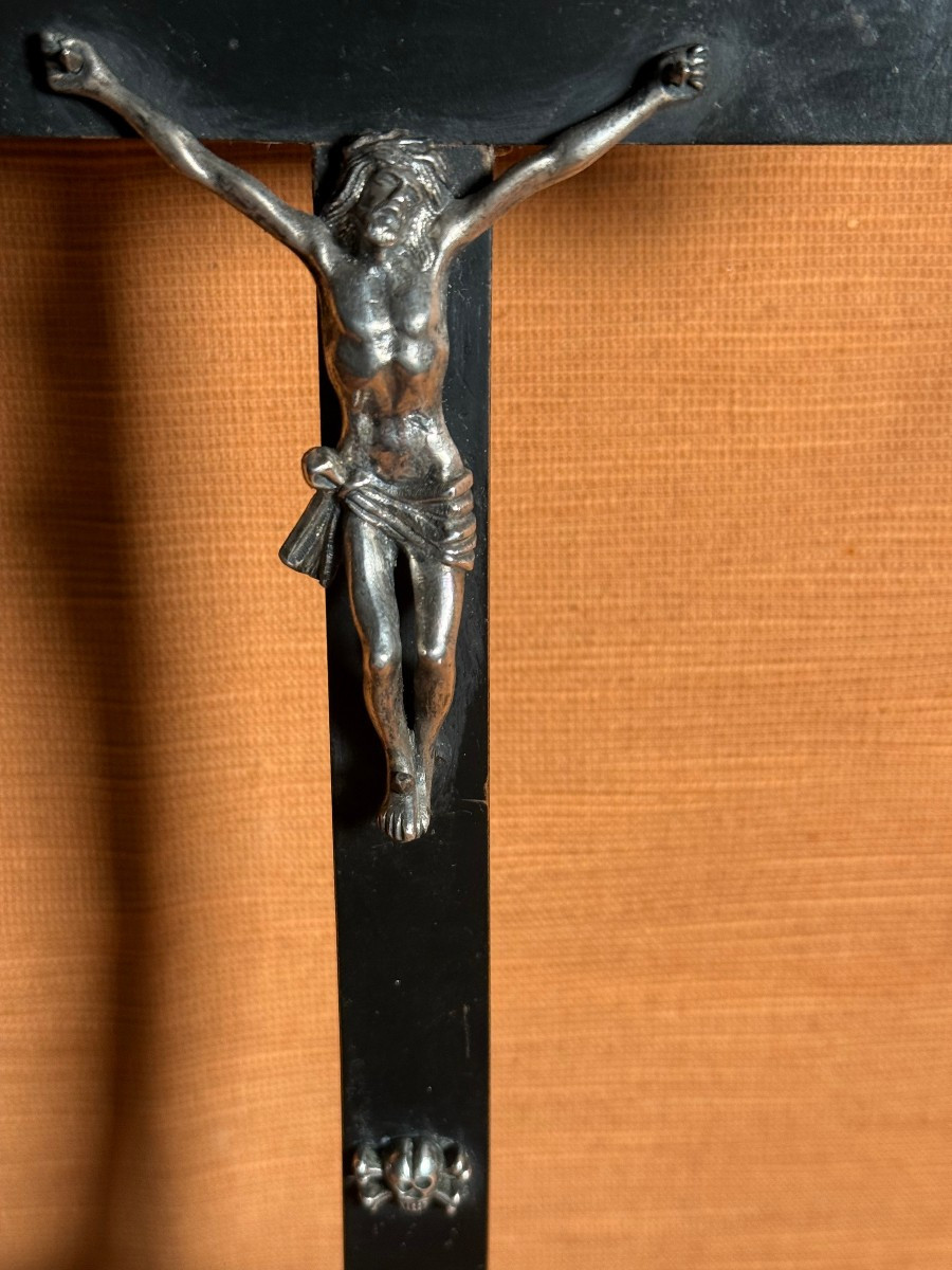 Cross With Base With Cross-heads And Christ In Silver And Relic On The Base,-photo-2