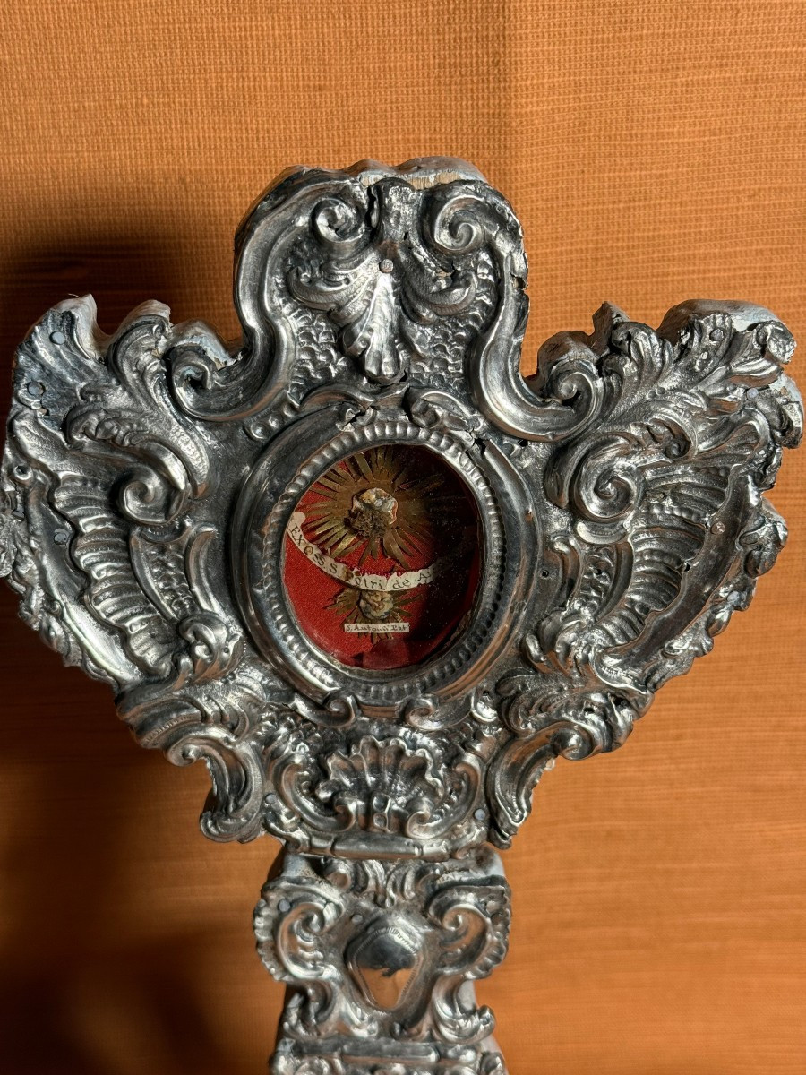 Silver-plated Metal Reliquary Of Saints Peter Of Alcantara And Anthony Of Padua -photo-3