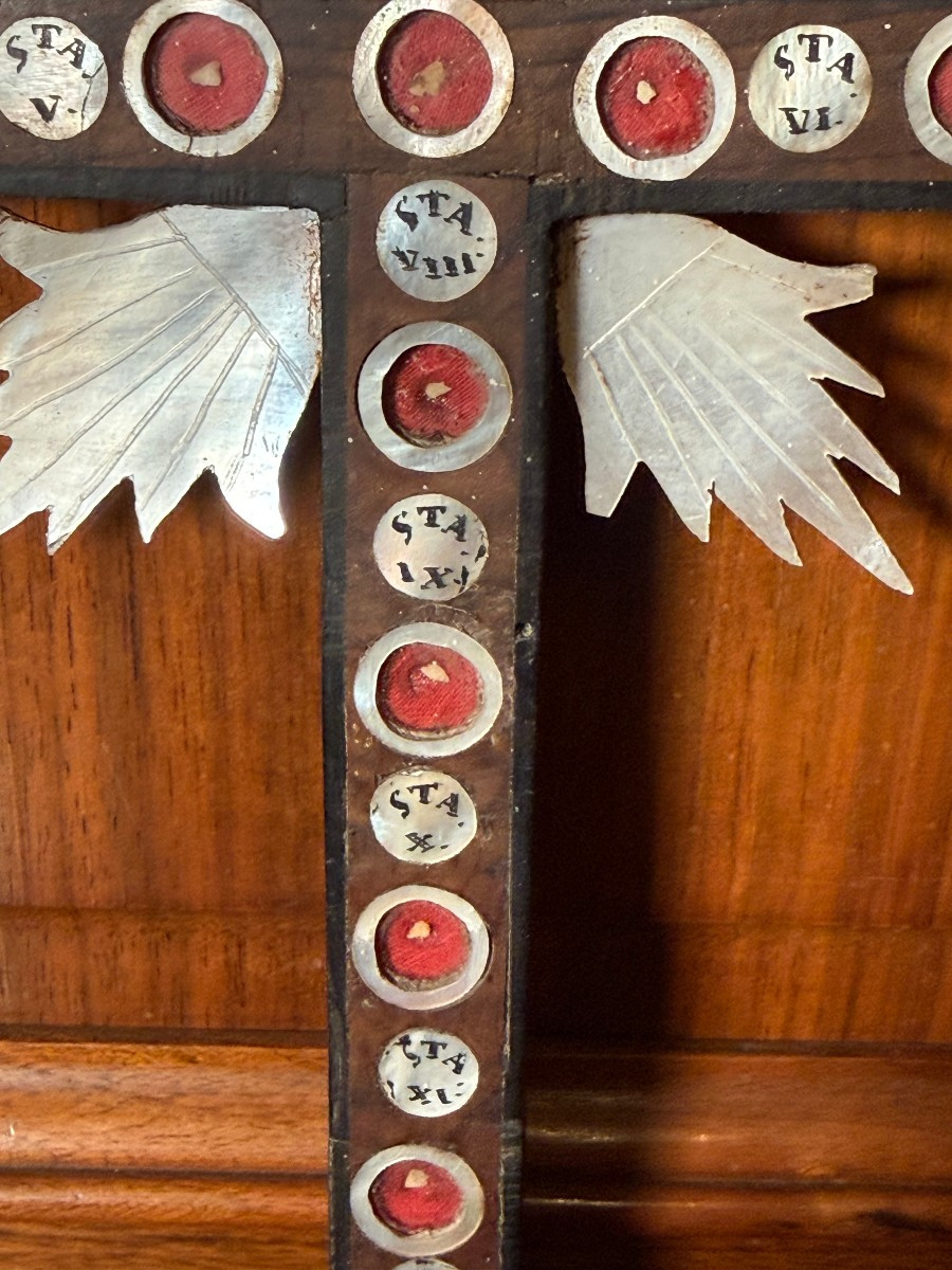 Cross Inlaid With Various Types Of Wood And Mother-of-pearl, Known As "holy Land." -photo-3