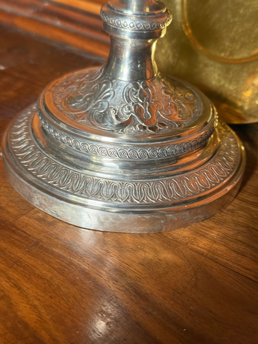 19th-century Engraved And Repoussé Silver Goblet With Paten  -photo-4