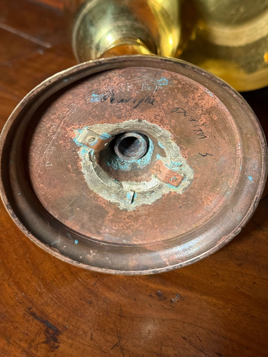 Tuscan Gilded Bronze Chalice From The Mid-17th Century, With The Torrigiani Family Crest Engrav-photo-4