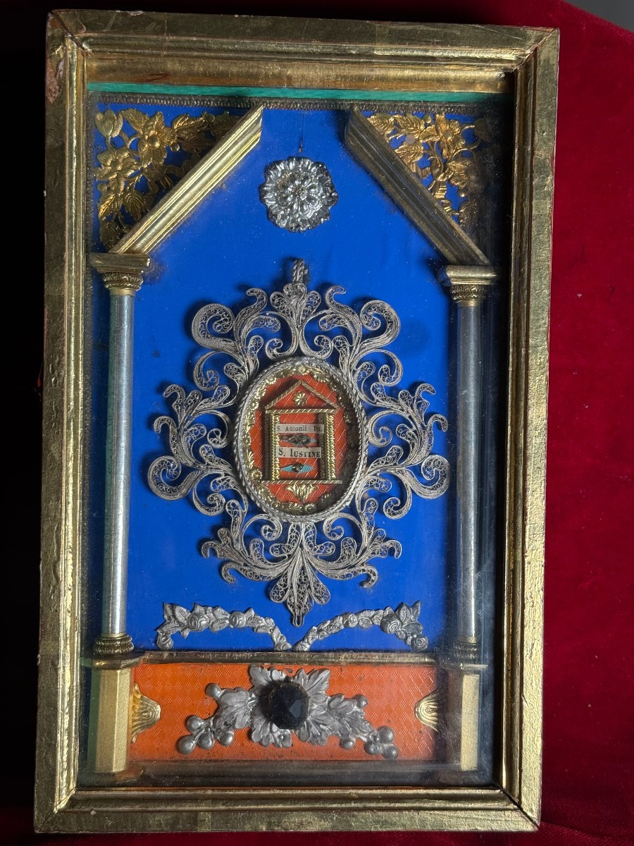 Silver Filigree With The Relics Of Saints Anthony Of Padua And Justina Within A Decorated Altar
