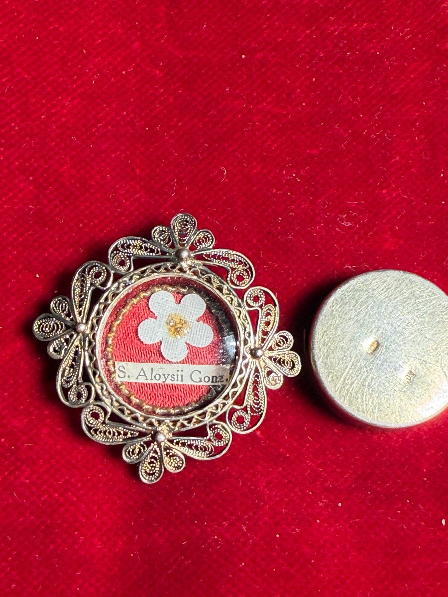 Reliquaire en filigrane d'argent de saint Louis de Gonzague  